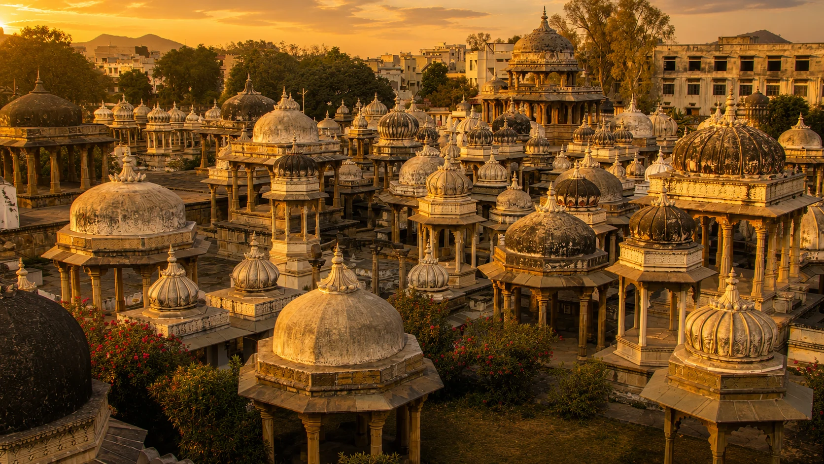 Ahar Royal Cenotaphs with ornate domes in Udaipur