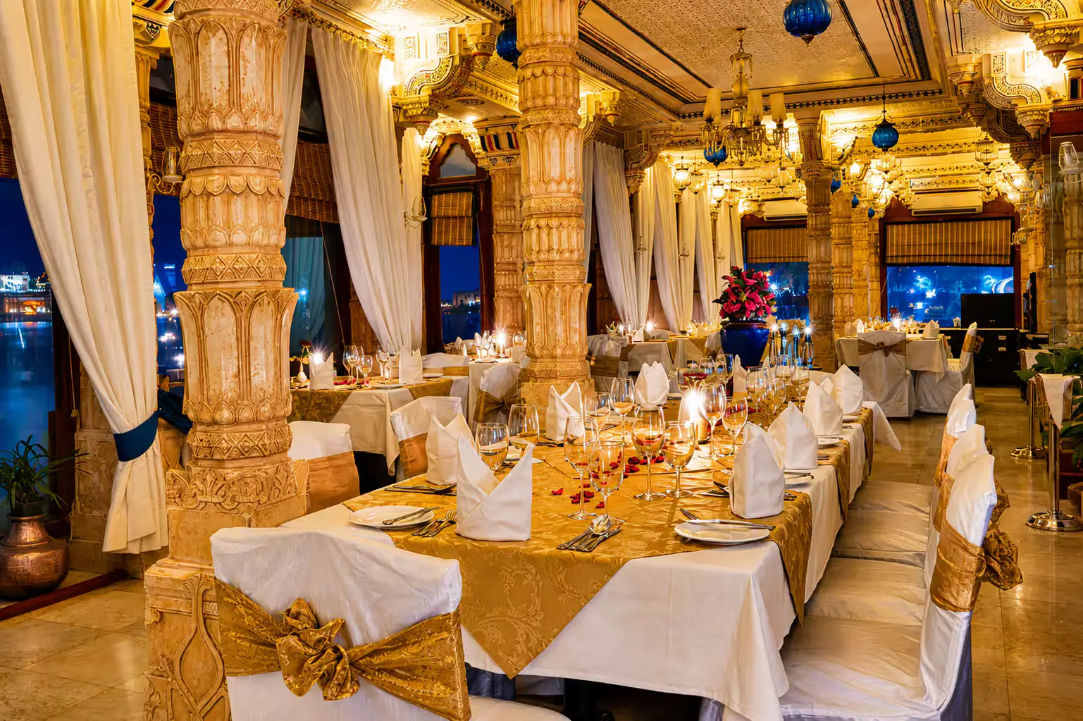 The Darikhana Restaurant interior at Jag Mandir Udaipur
