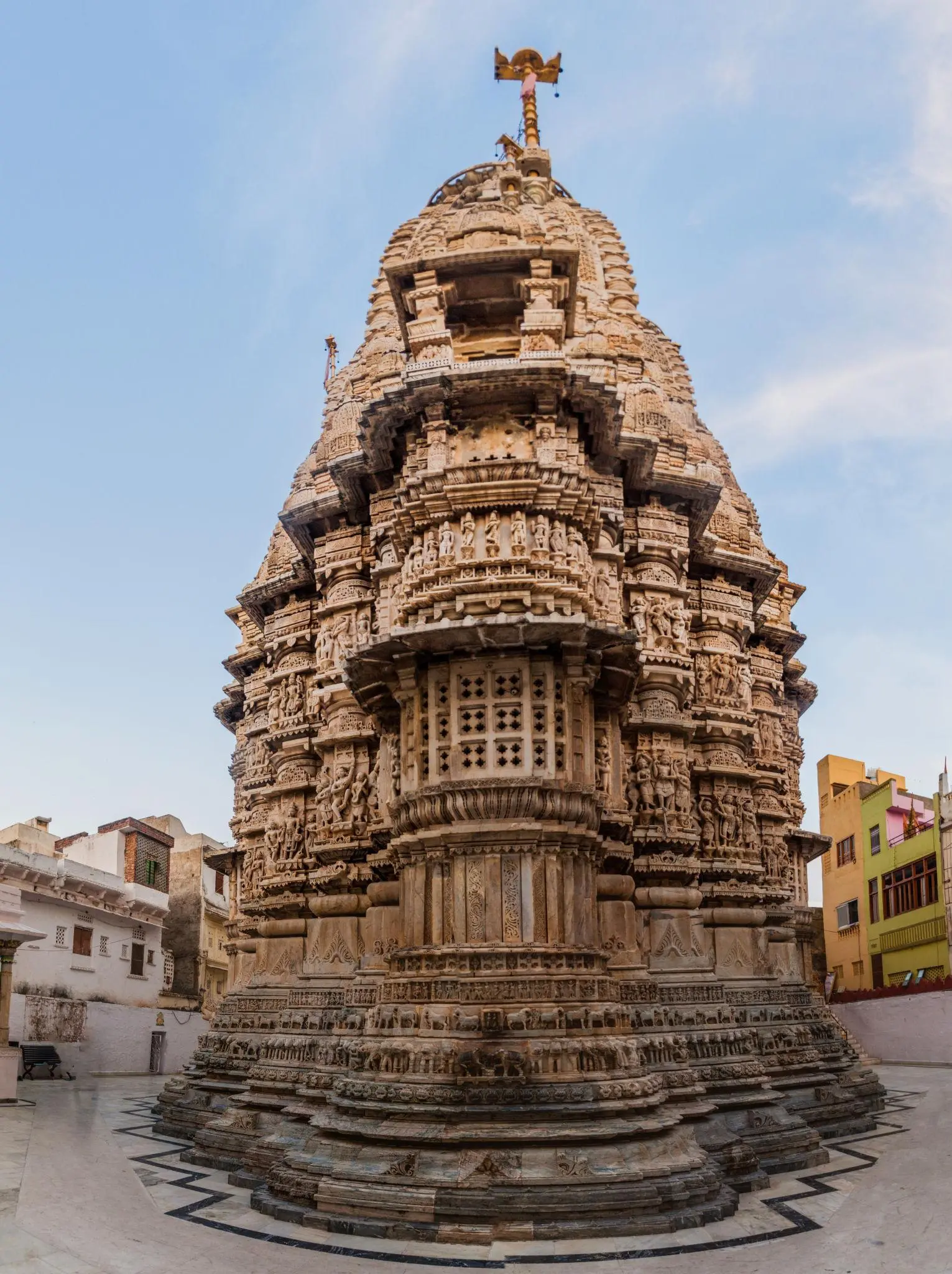 Intricately carved shikhara of Jagdish Temple Udaipur