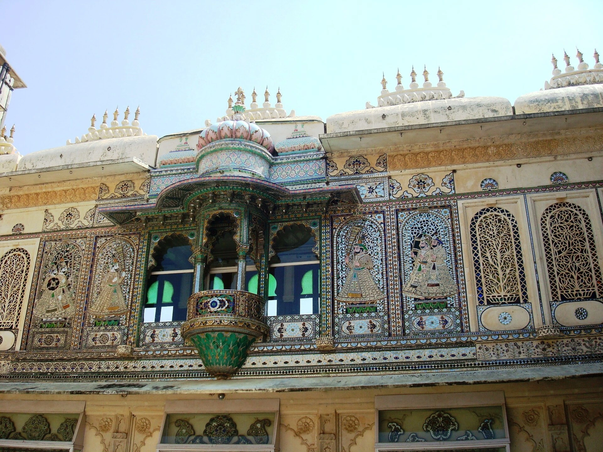 Mor Chowk at City Palace Udaipur with intricate glass mosaic and decorative artwork
