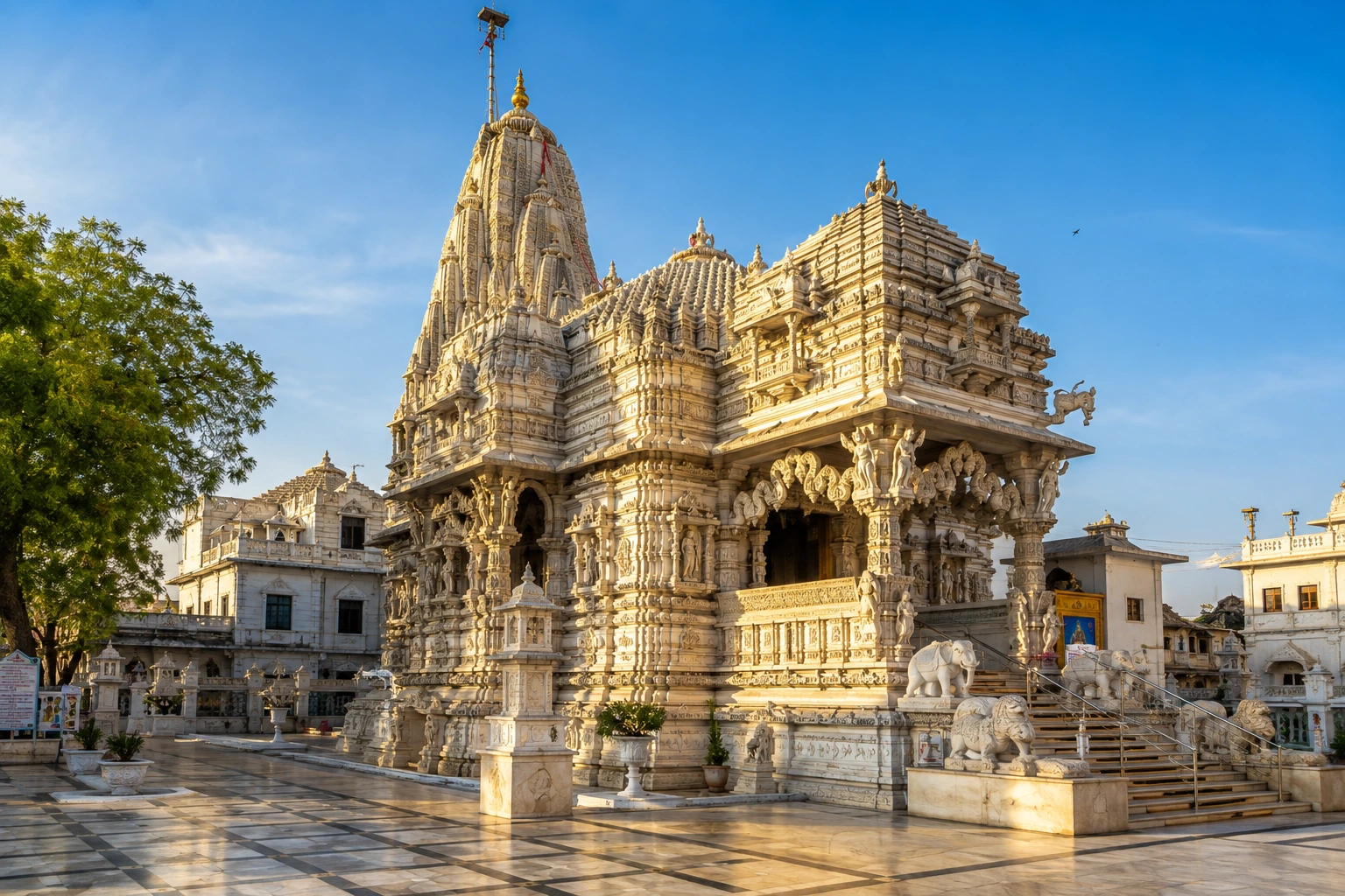 Ornate Hindu temple architecture in Udaipur