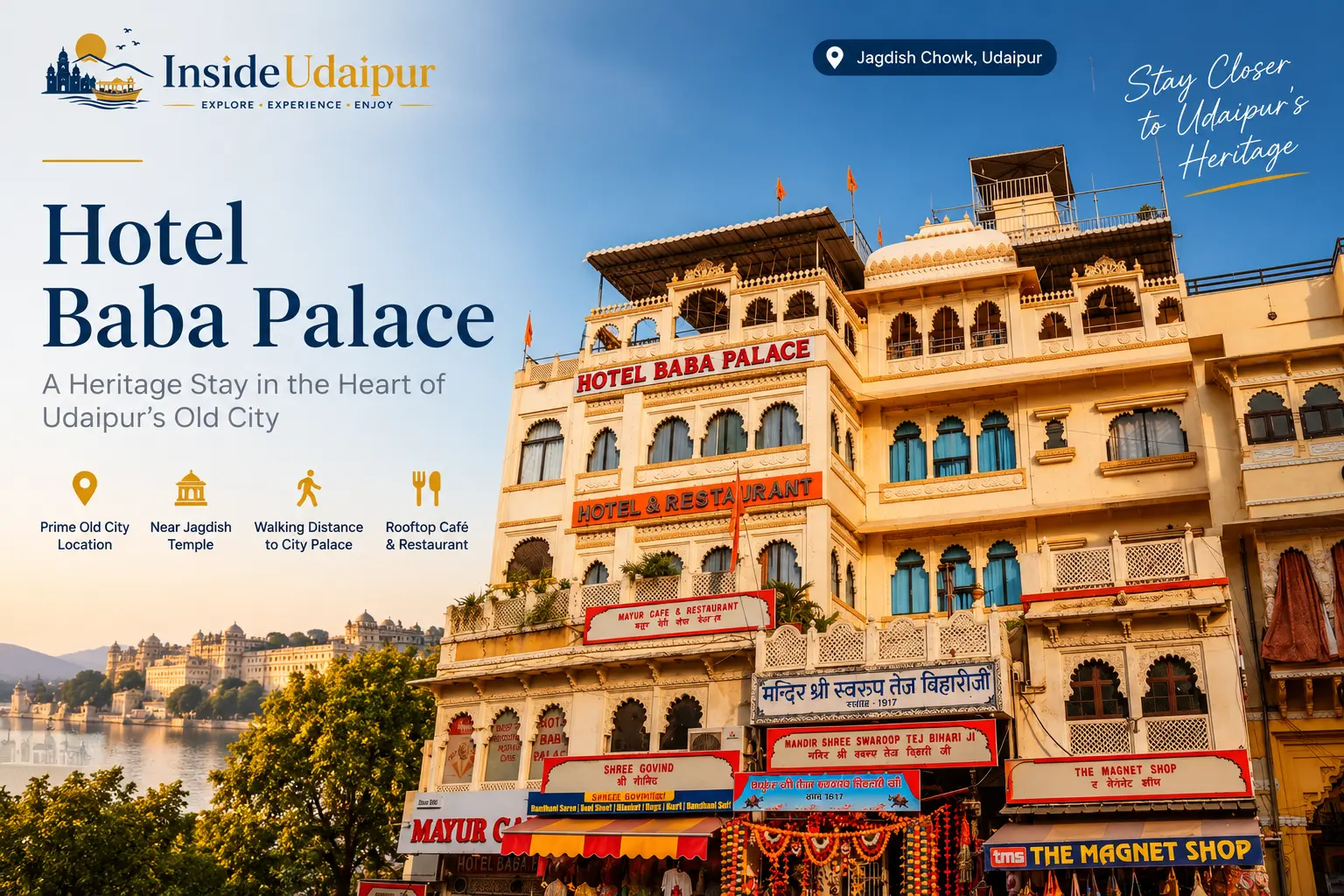 Hotel Baba Palace Udaipur exterior at Jagdish Chowk