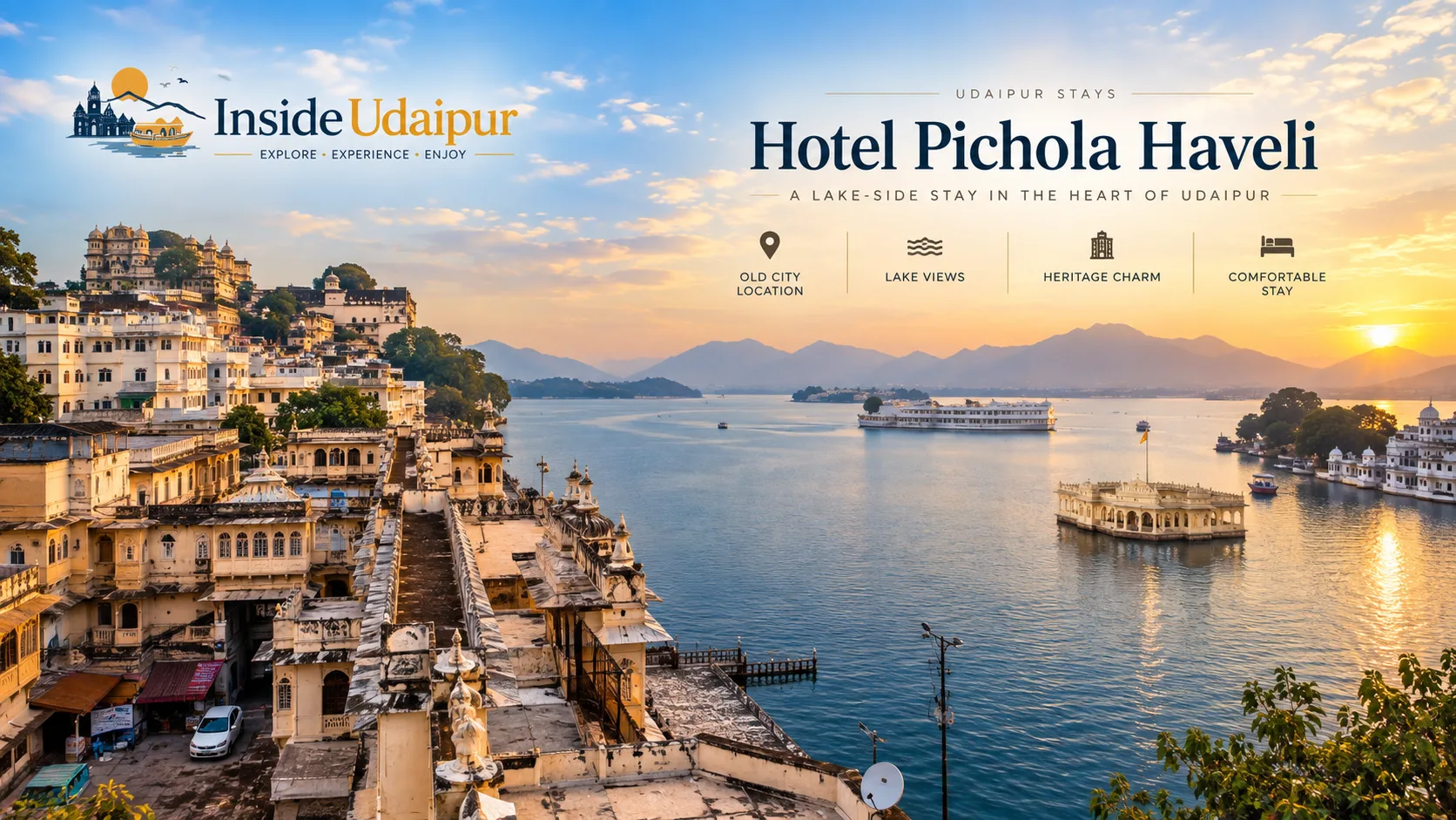 Udaipur Old City and Lake Pichola near Hotel Pichola Haveli